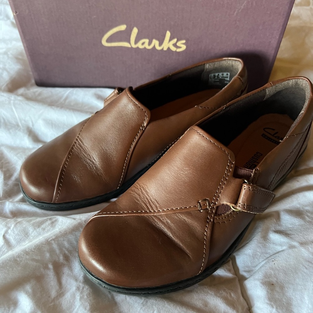 Clarks Tan Leather Loafers